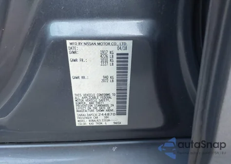 2018 Nissan Altima 2.5 Sl from USA, damaged, VIN 1N4AL3AP1JC244870